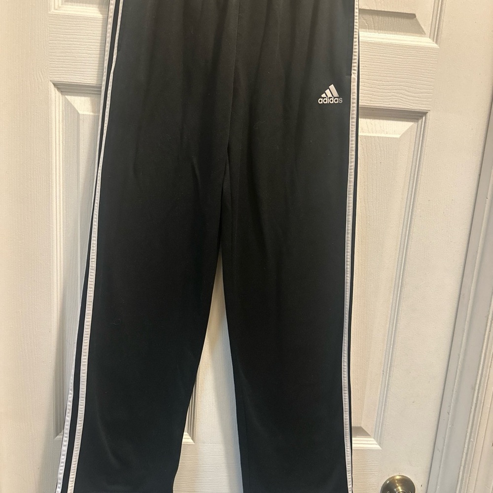 Adidas 3 Stripes Sweat Pants Size YOUTH Large (14-16) Open Bottom .